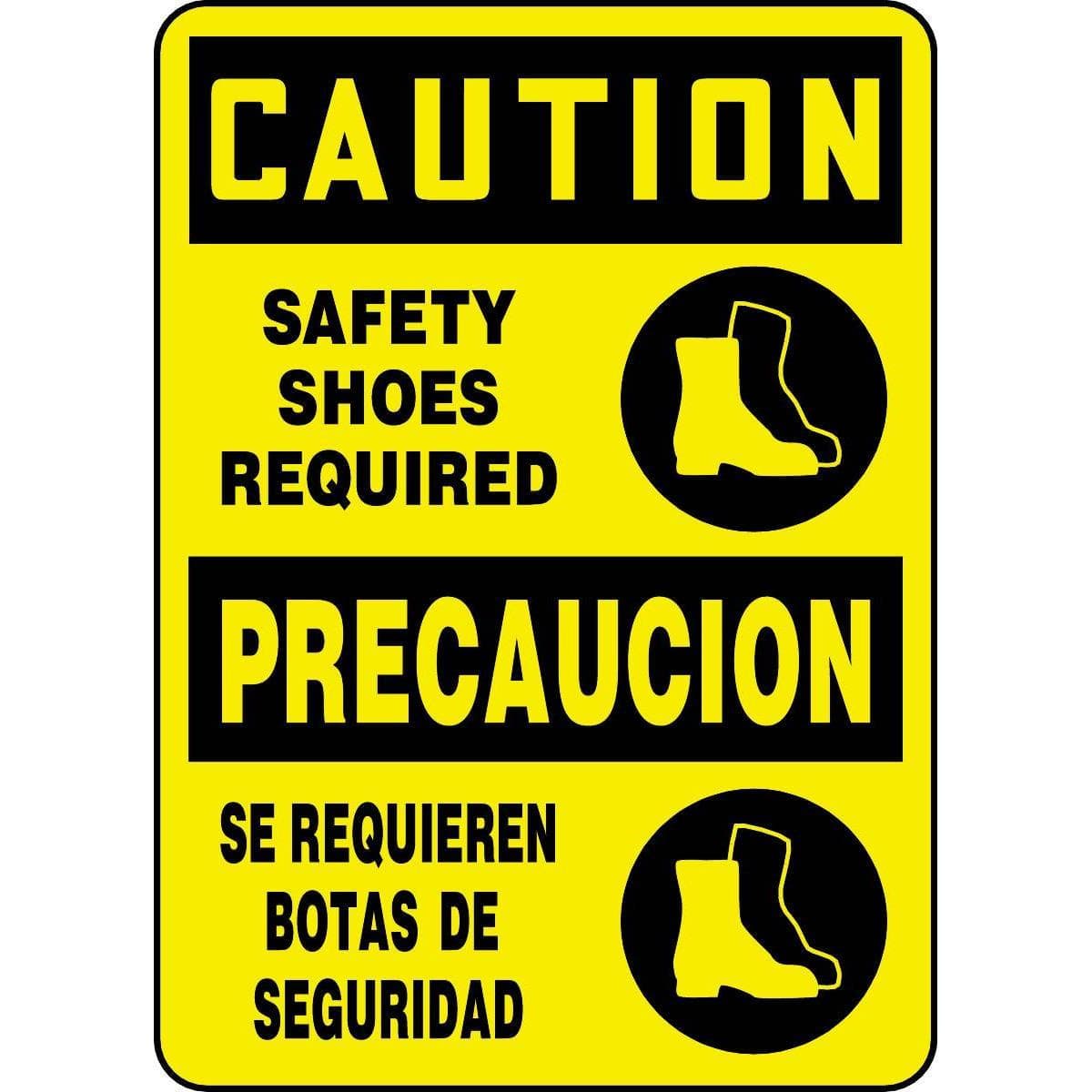Bilingual Caution / Safety Shoes Required Sign | Gemplers