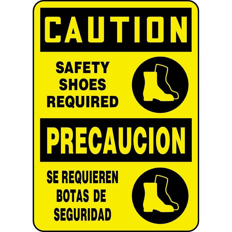 Bilingual Caution / Safety Shoes Required Sign