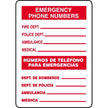 Bilingual Emergency Phone Numbers Sign
