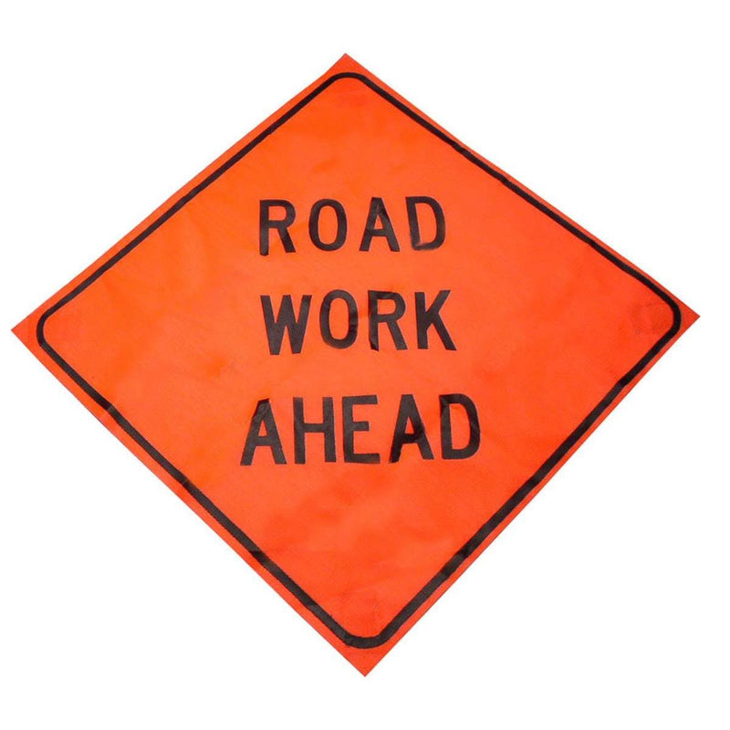 "Road Work Ahead" Roll-up Traffic Control Sign