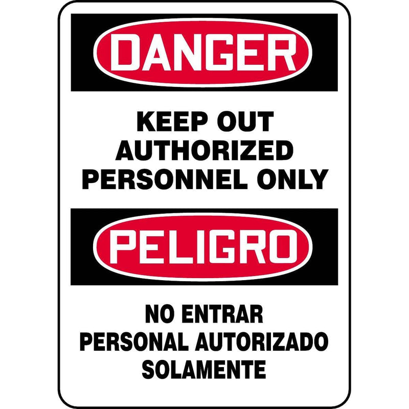 Bilingual Danger / Keep Out Authorized Personnel Only Sign
