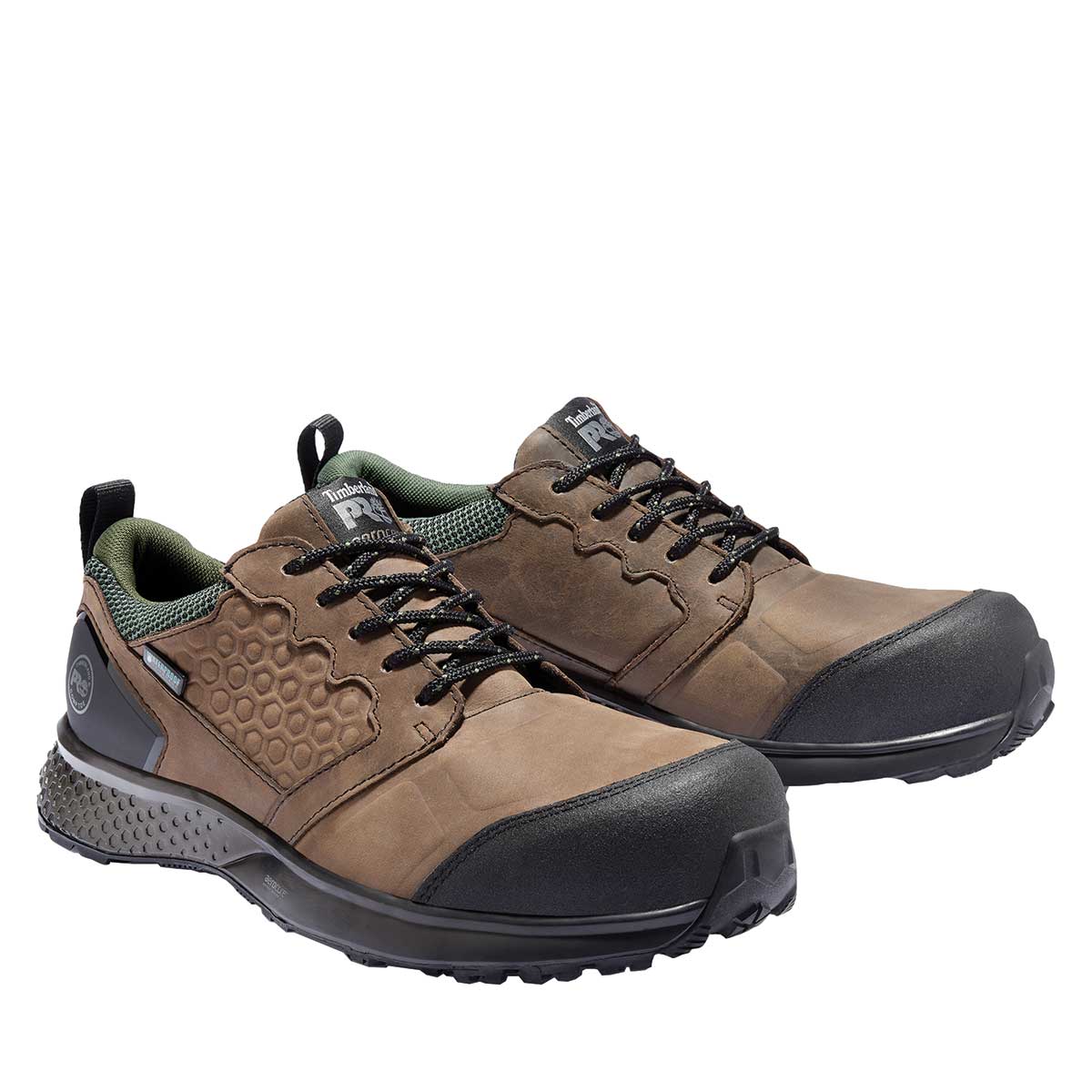 Brown/Green Timberland PRO Reaxion Composite Toe Work Shoe