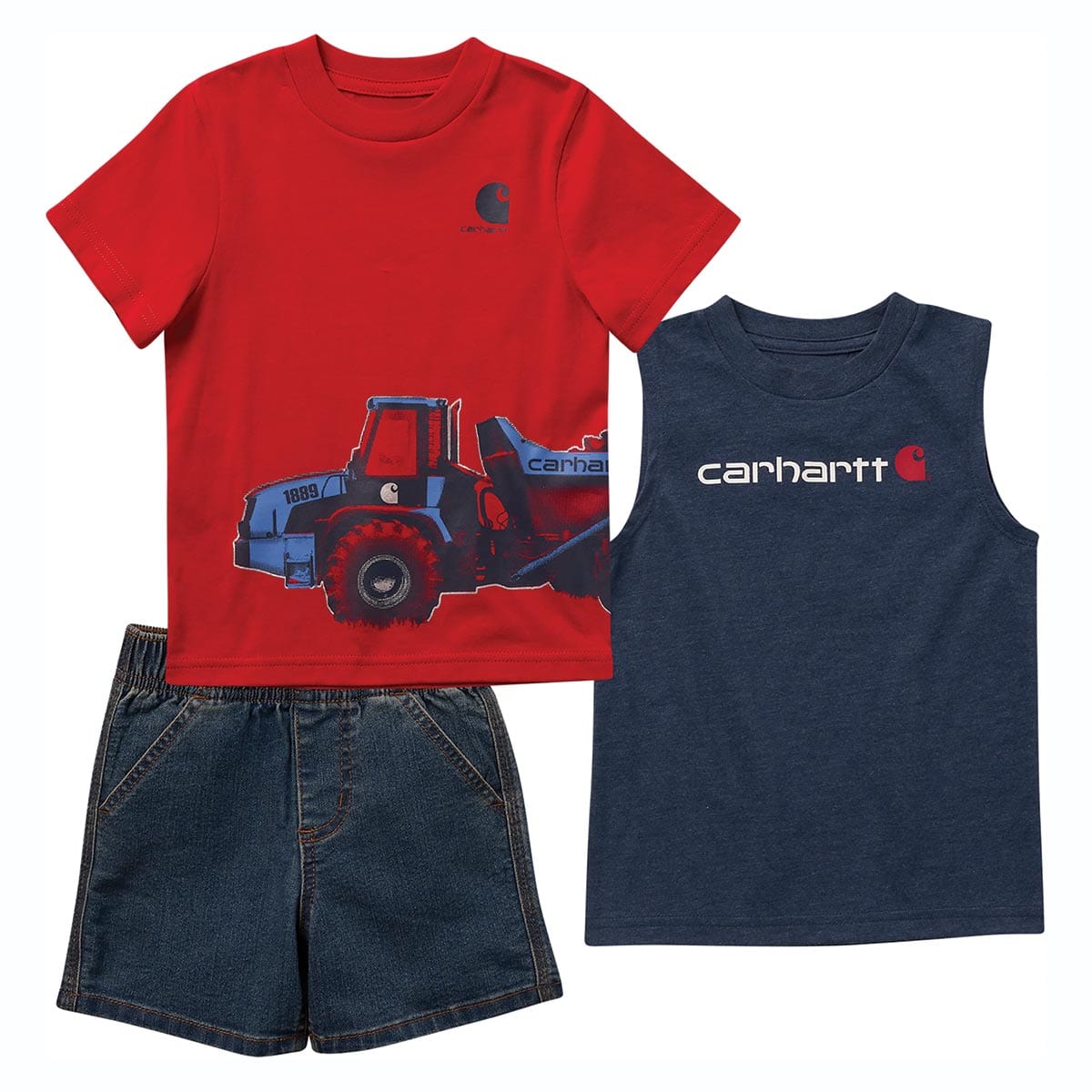 Carhartt Baby Short Sleeve, Sleeveless T-Shirt & Denim Short Set
