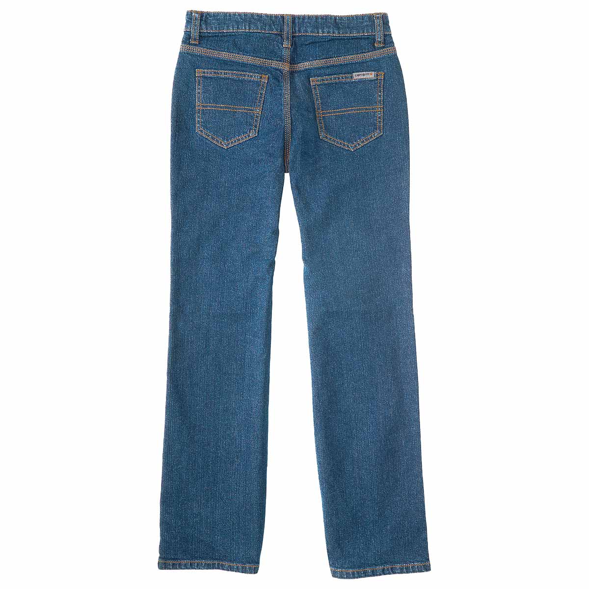 View of the back of the Carhartt Kid's Youth Denim 5-Pocket Jean