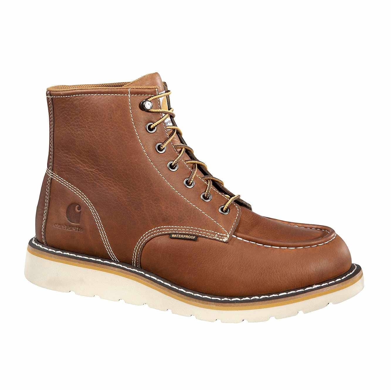 Image showing the front of the Carhartt Men's 6" Waterproof Steel Toe Tan Wedge Boots