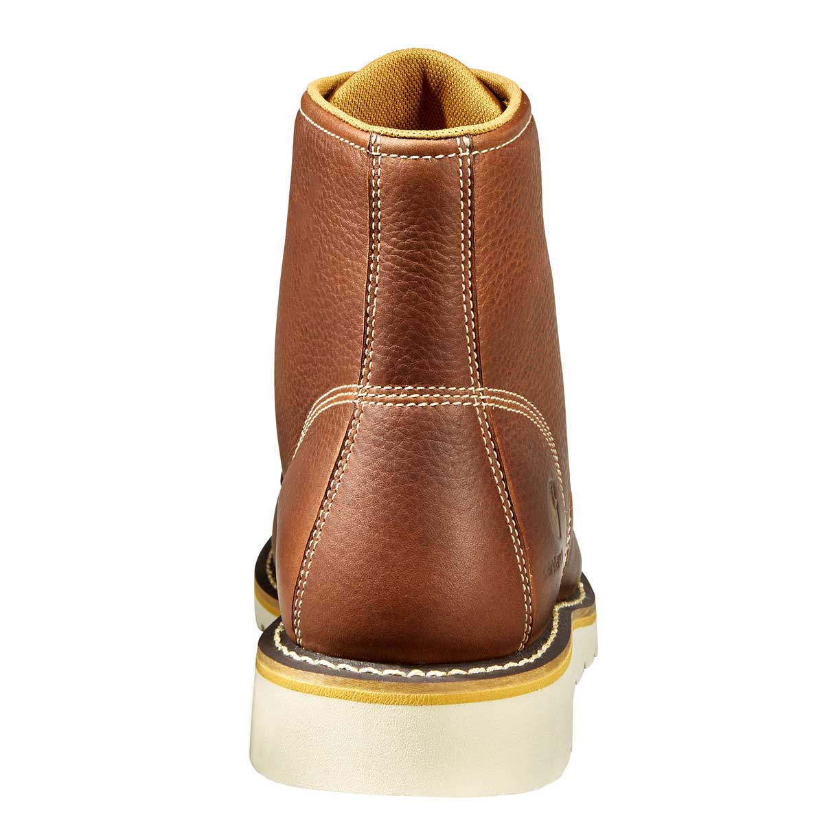 View of the back of the Carhartt Men's 6" Waterproof Steel Toe Tan Wedge Boot
