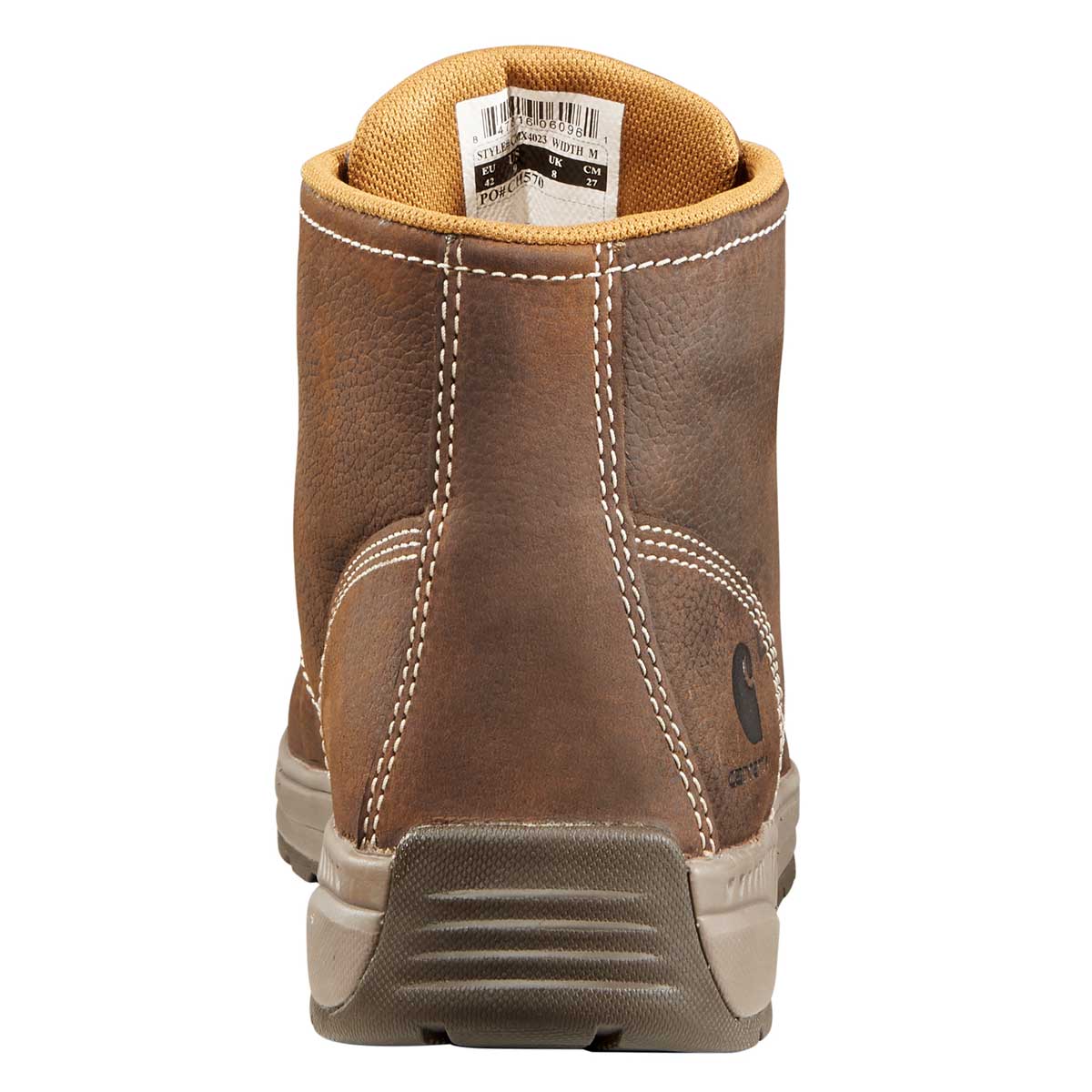 View of the back of the Carhartt Men's Lightweight 4" Wedge Chukka Boots - Dark Brown