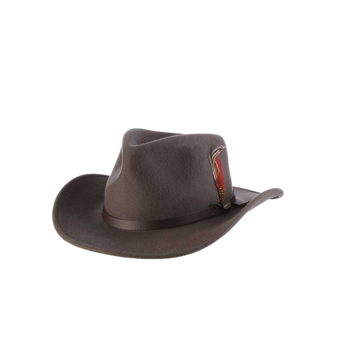 Crushable, Water Repellent Wool Felt Outback Hat 3" Brim
