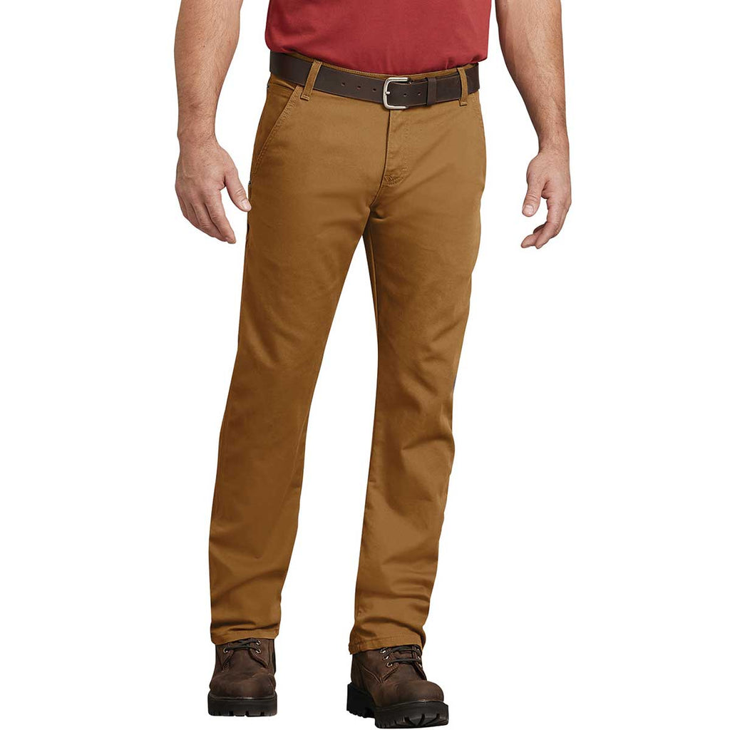Stonewashed Duck Brown Dickies FLEX Regular Fit Straight Leg Tough Max Duck Carpenter Pants