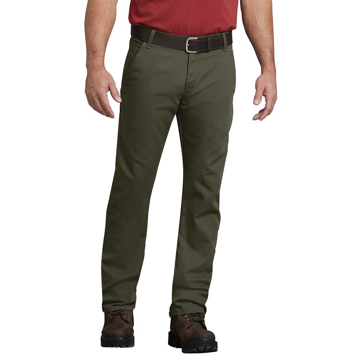 Stonewashed Moss Green Dickies FLEX Regular Fit Straight Leg Tough Max Duck Carpenter Pants