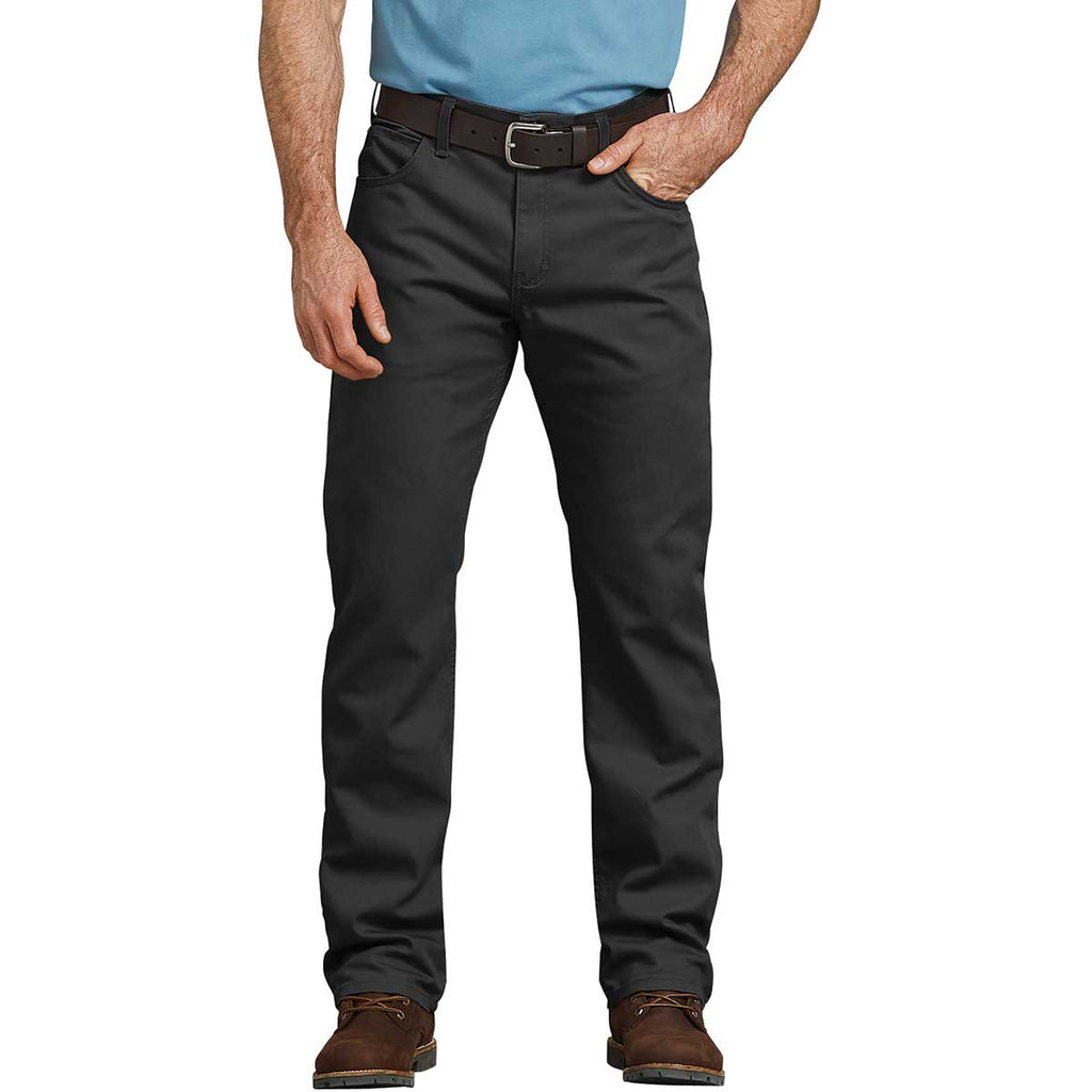 Stonewashed Black Dickies FLEX Regular Fit Straight Leg Tough Max Duck 5-Pocket Pants