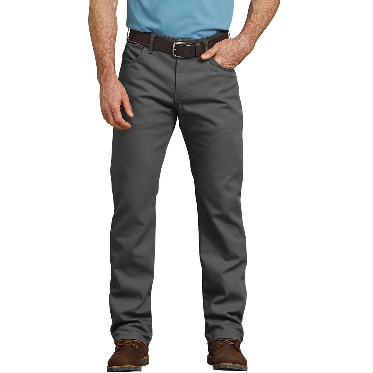 Stonewashed Gray Dickies FLEX Regular Fit Straight Leg Tough Max Duck 5-Pocket Pants