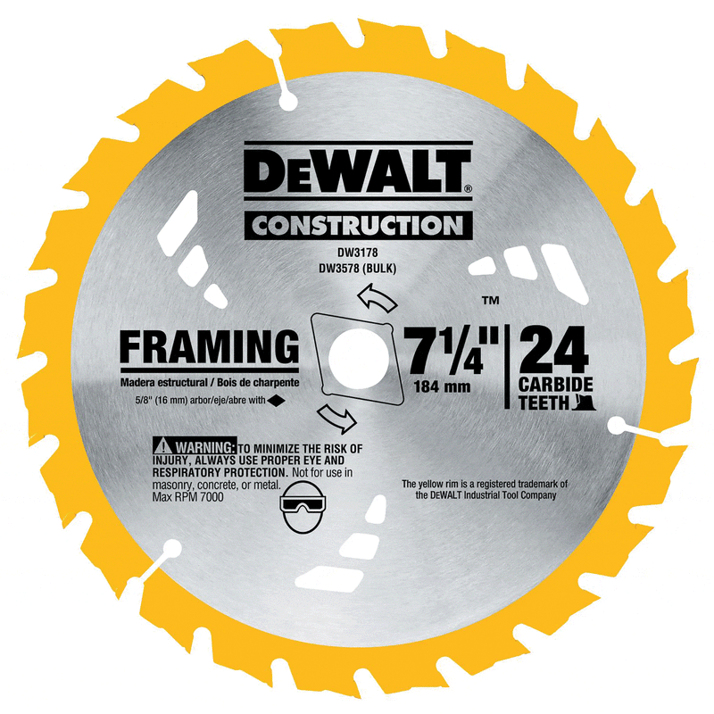 DEWALT 7-1/4 In. 24T Framing Saw Blade