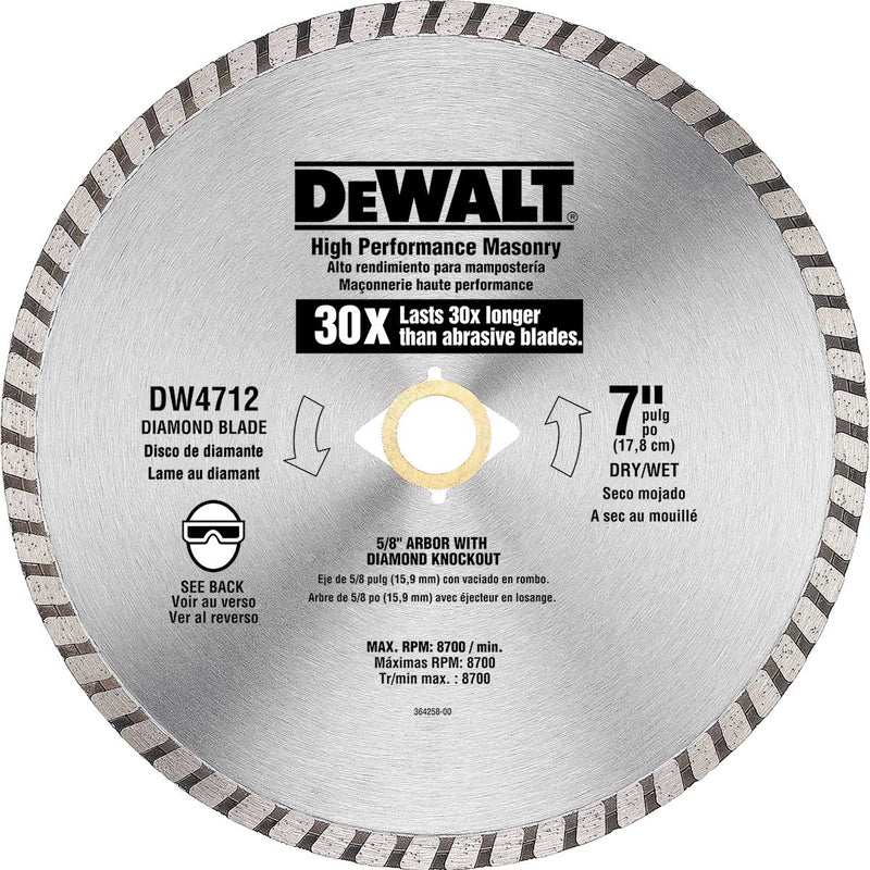 DEWALT 7 In. HP Turbo Diamond Masonry Saw Blade