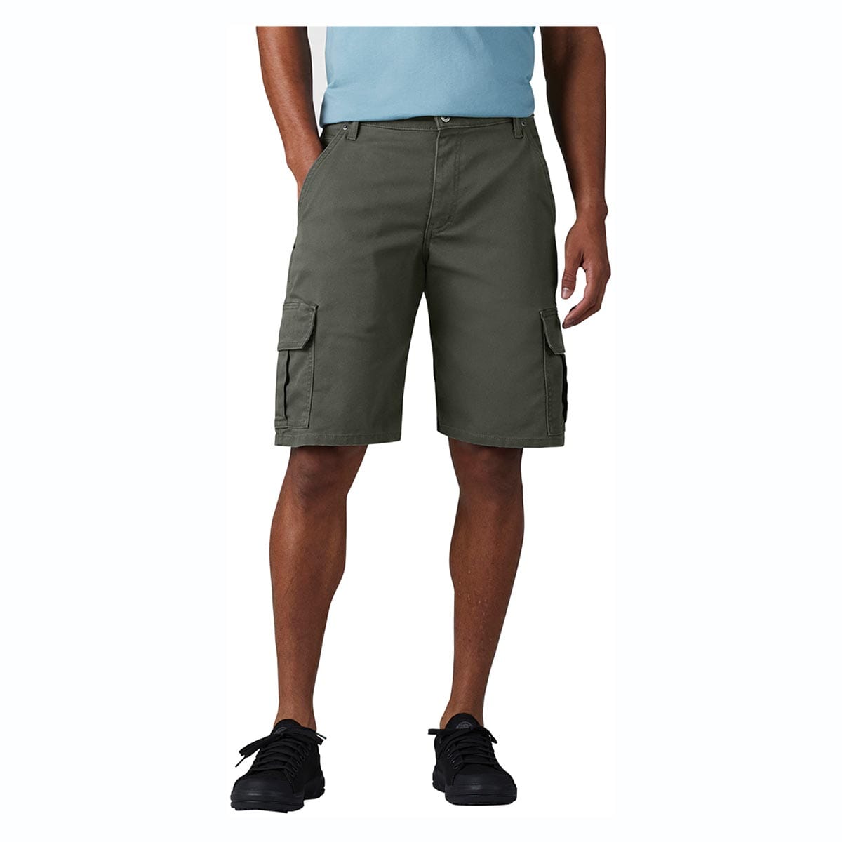Stonewash Olive Green Dickies Relaxed Fit Duck Cargo Shorts