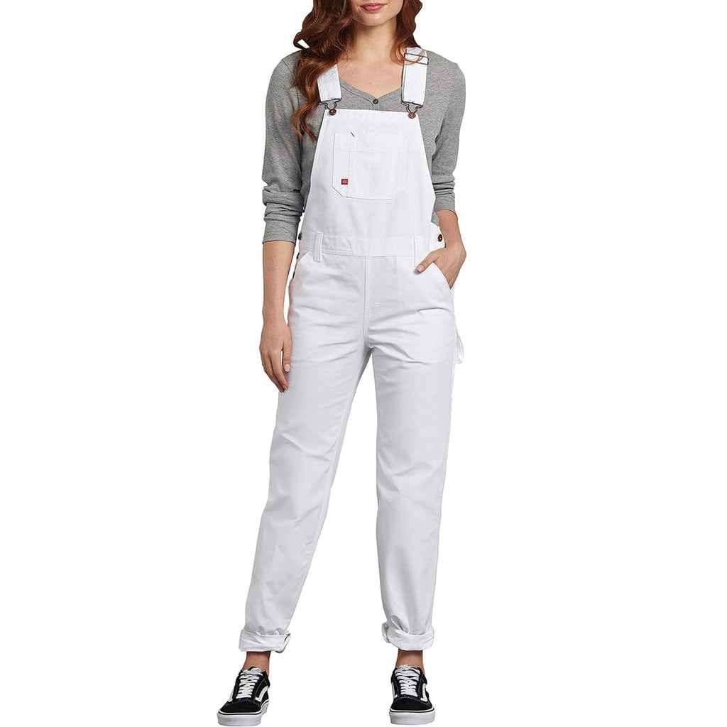 White Dickies Women's Bib Overalls