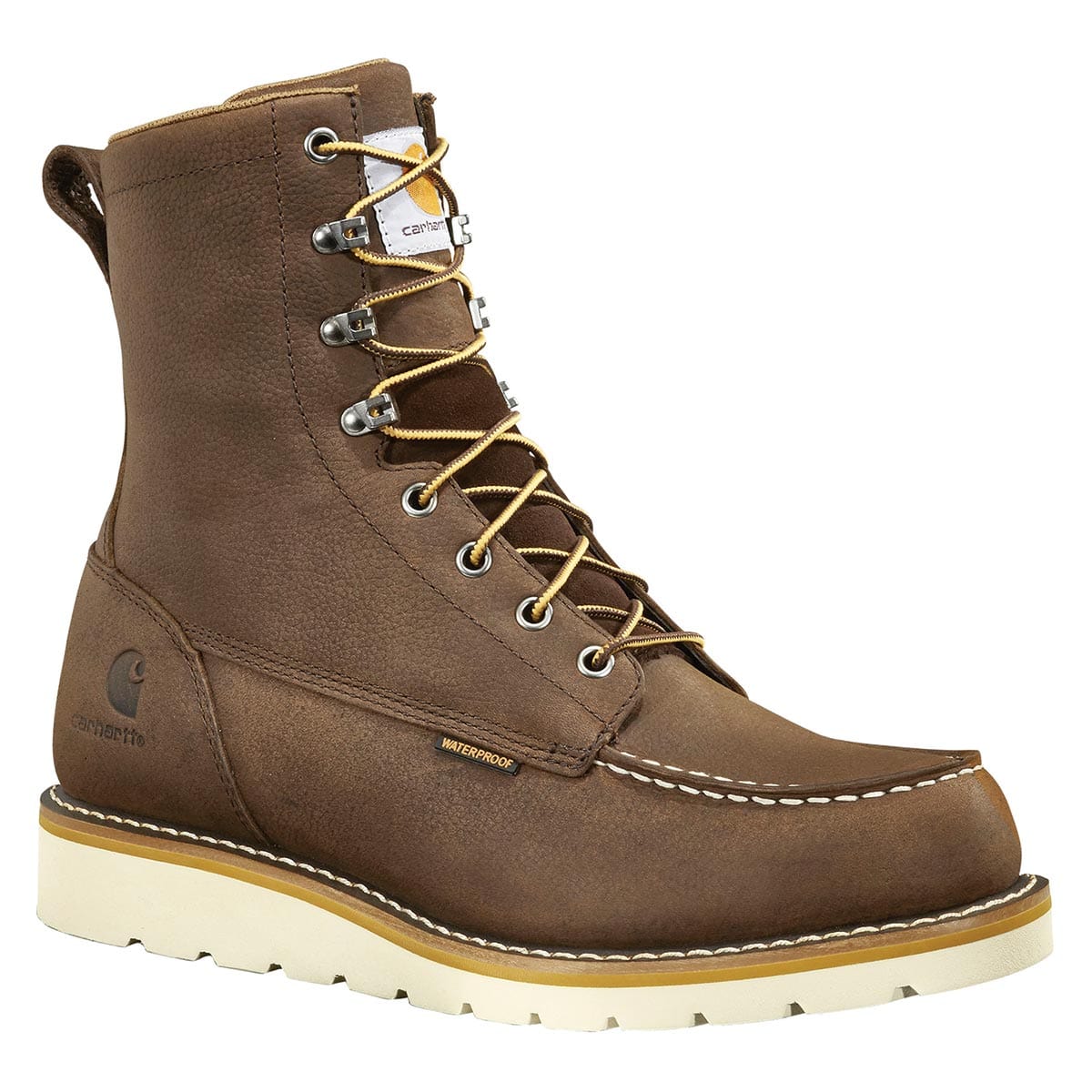 Brown Carhartt Men's Waterproof 8" Moc Toe Wedge Boots - Brown