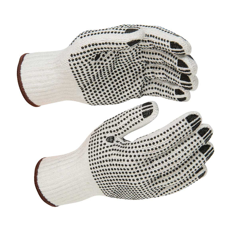 Kinco White Poly-Cotton Knit Gloves with PVC Dots