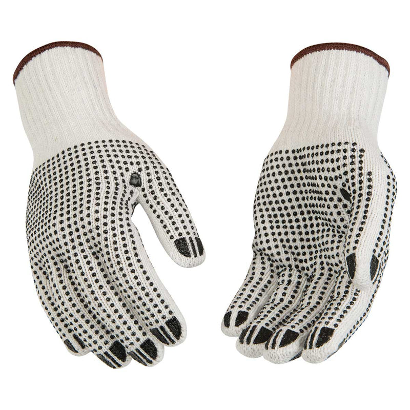 Kinco White Poly-Cotton Knit Gloves with PVC Dots