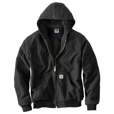 Black Carhartt J140 Firm Duck Quilted Flannel-Lined Active Jac