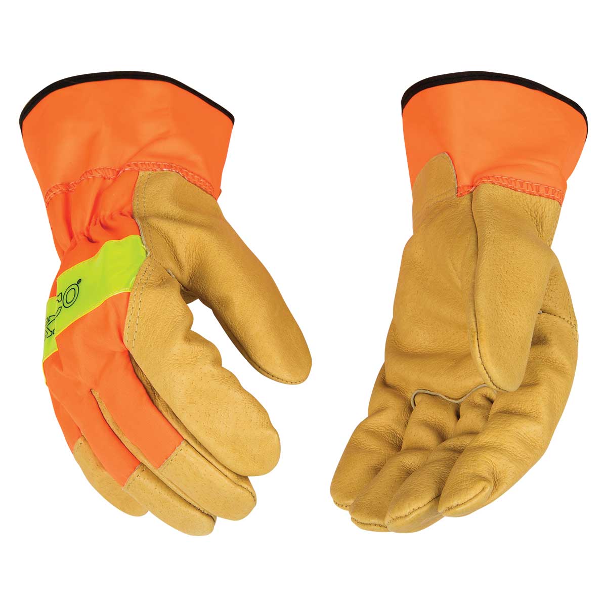 Kinco Hi-Vis Orange Grain Pigskin Palm Gloves with Safety Cuff