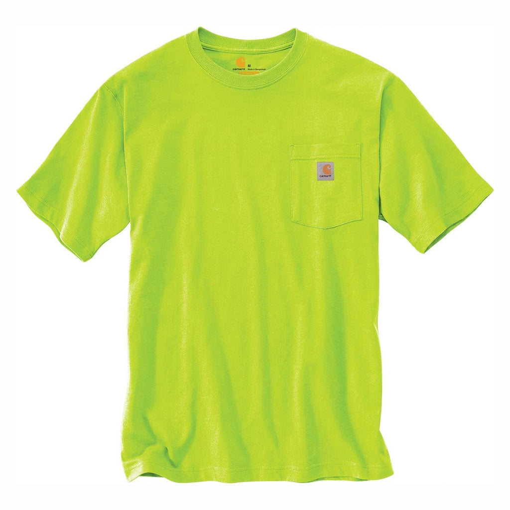Brite Lime Carhartt K87 Enhanced Visibility Loose Fit Heavyweight Hi-Vis Pocket T-Shirt