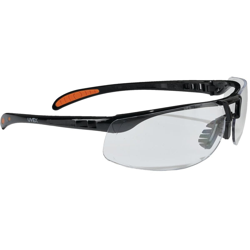 Uvex S4200HS Protege Safety Glasses, Black Frame, Clear HS Lens
