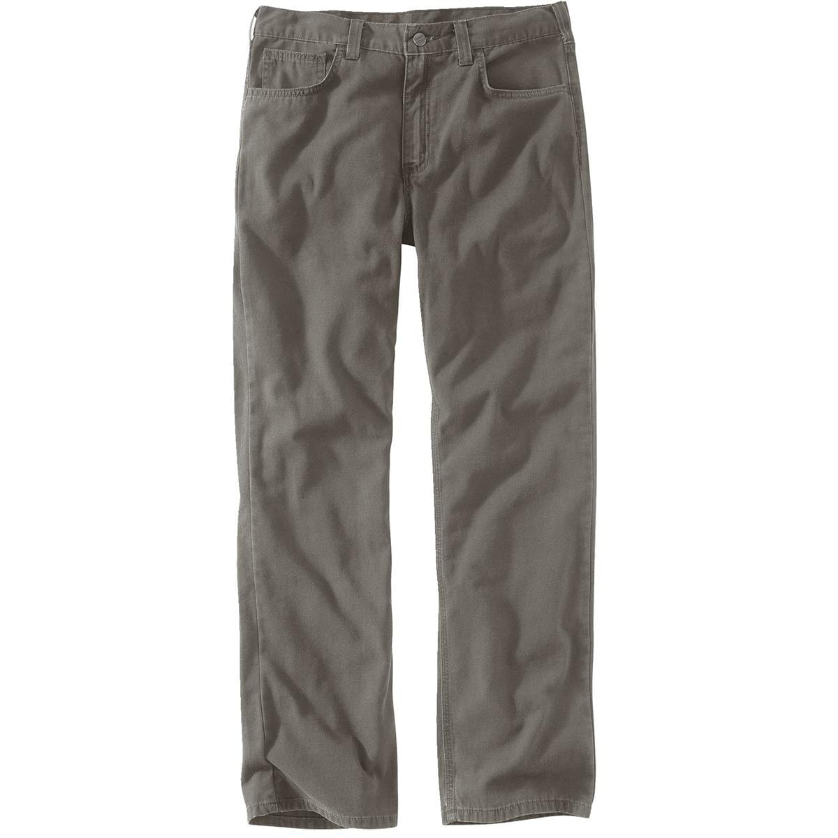 Gravel Carhartt Rugged Flex Relaxed Fit Canvas 5-Pocket Work Pant, Gravel and Hickory