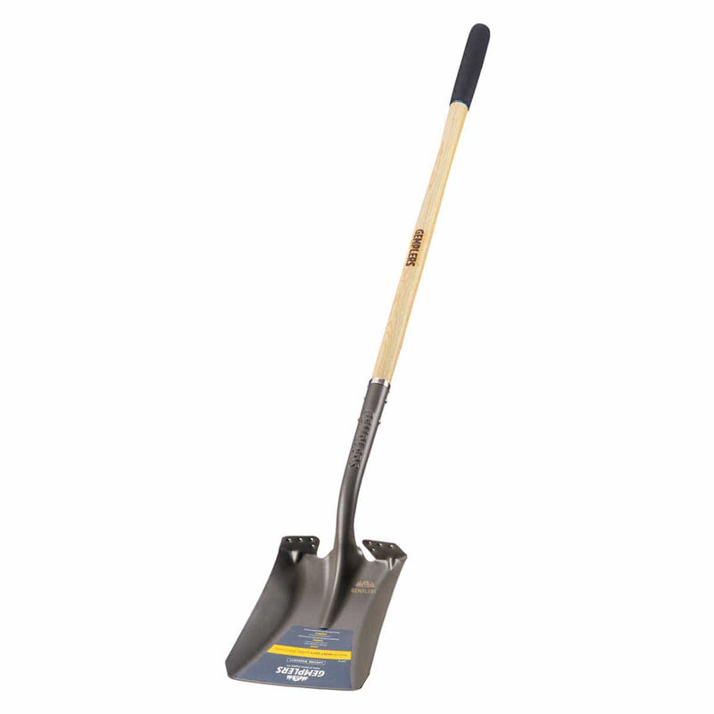 Gemplers Square Point Shovel with Extended Socket, Wood Handle