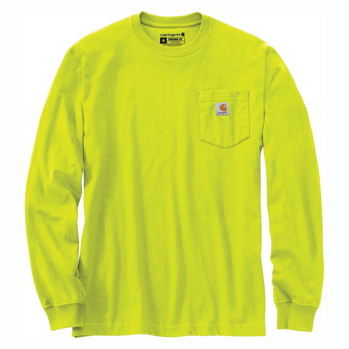 Brite Lime Carhartt Enhanced Visibility Loose Fit Heavyweight Long Sleeve Pocket Hi-Vis T-Shirt
