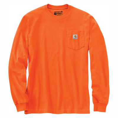 Brite Orange Carhartt Enhanced Visibility Loose Fit Heavyweight Long Sleeve Pocket Hi-Vis T-Shirt