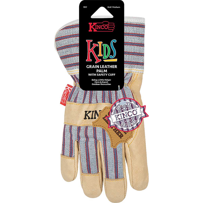 Kinco Kid's Premium Grain Pigskin Palm  Glove with Safety Cuff