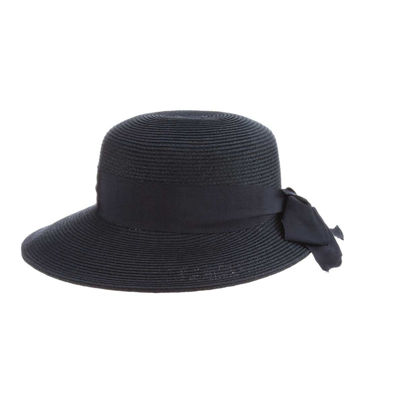 Paper Braid Round Crown Hat with Dimensional 3 3/4" Brim