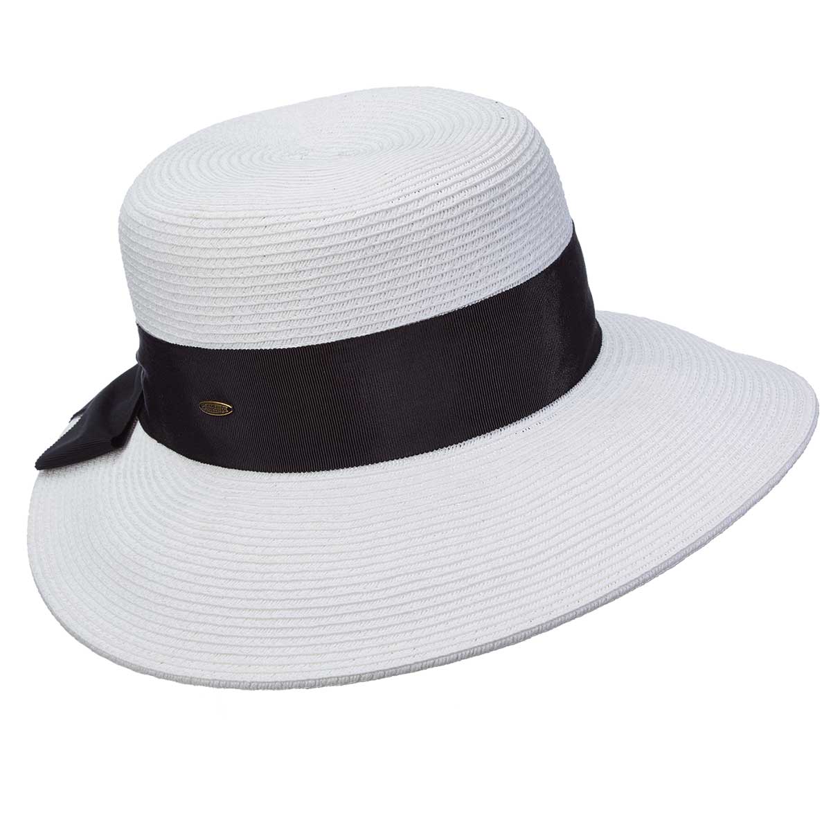 Paper Braid Round Crown Hat with Dimensional 3 3/4" Brim