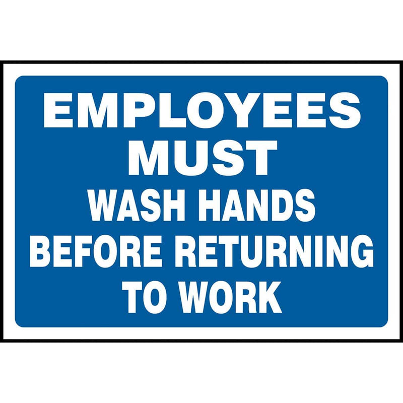 Safety Label: Employees Must Wash Hands Before Returning to Work 3.5" x 5"