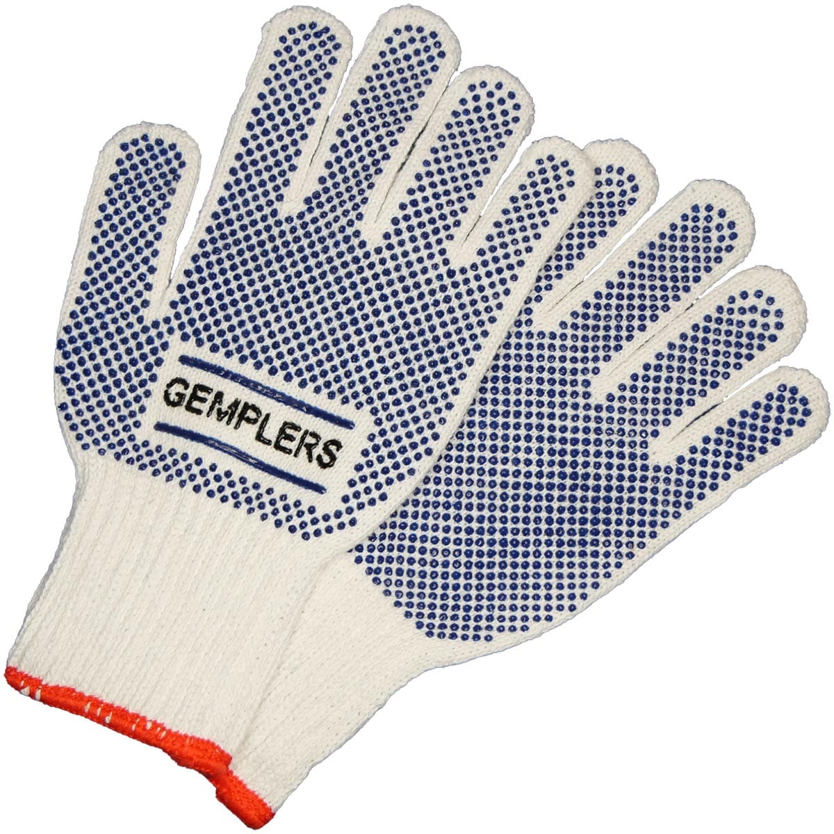 Gemplers Cotton Knit Gloves with Blue Grip Dots |12 Pairs