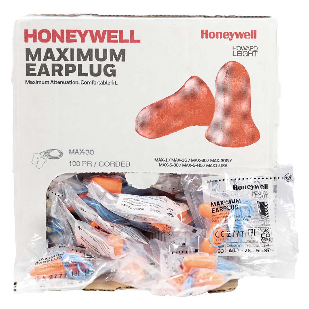 Honeywell Howard Leight MAXIMUM Corded Earplugs, 100 pairs