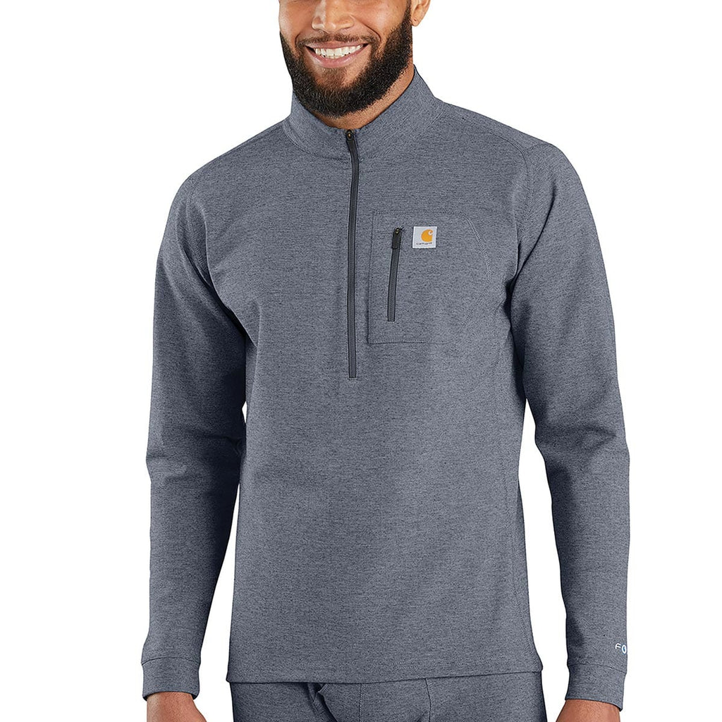 Navy Heather Carhartt Base Force Heavyweight Quarter-Zip