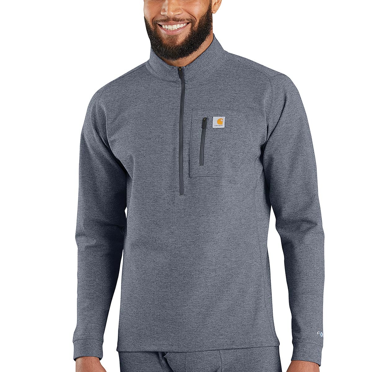 Navy Heather Carhartt Base Force Heavyweight Quarter-Zip