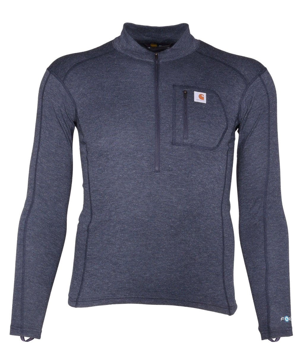 Navy Heather Carhartt Base Force Heavyweight Poly-Wool Quarter-Zip