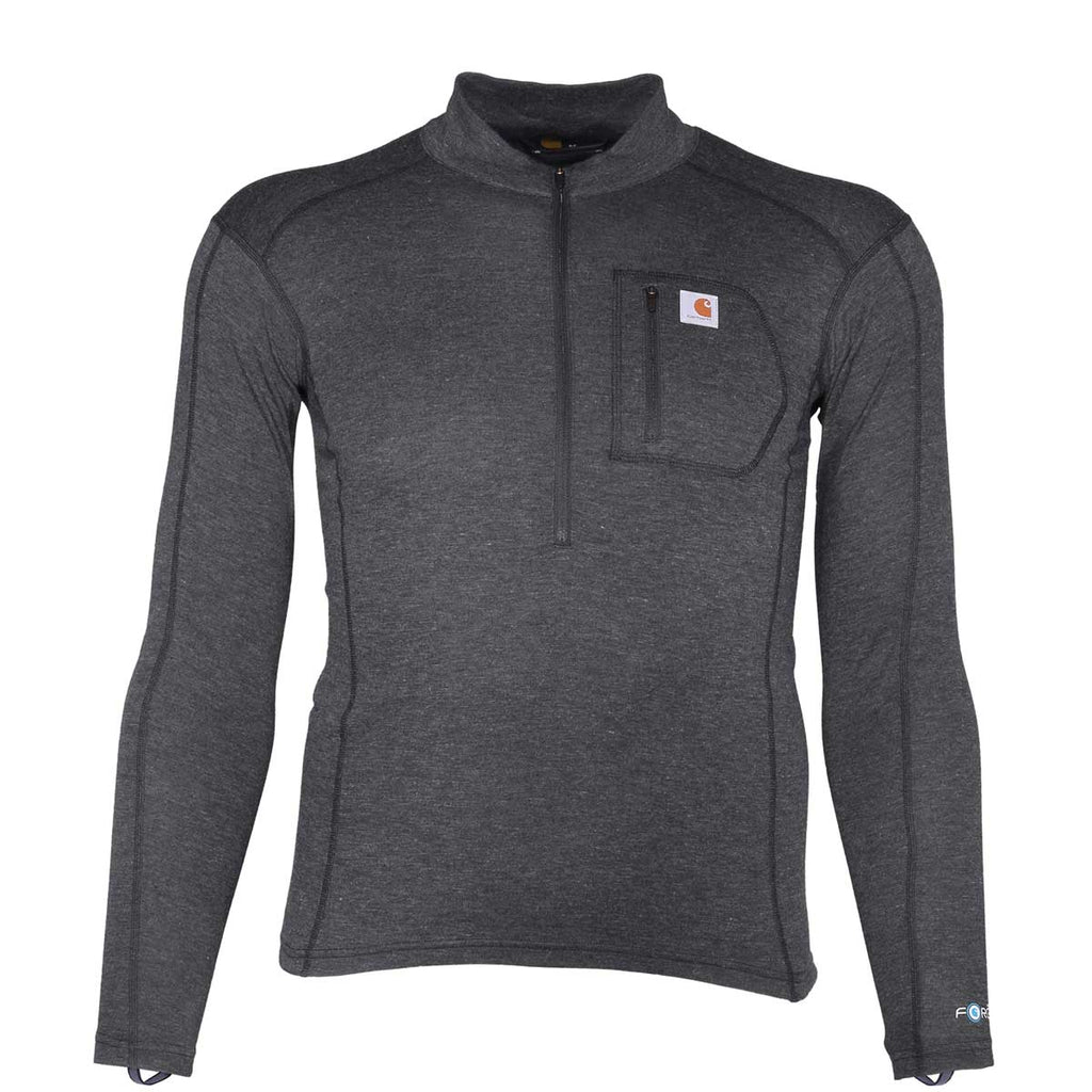 Black Heather Carhartt Base Force Heavyweight Poly-Wool Quarter-Zip