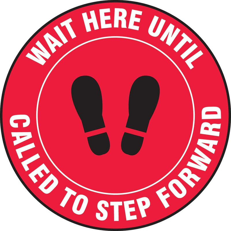 Slip-Gard™ Floor Sign: Wait Here (Footprints) - 12"