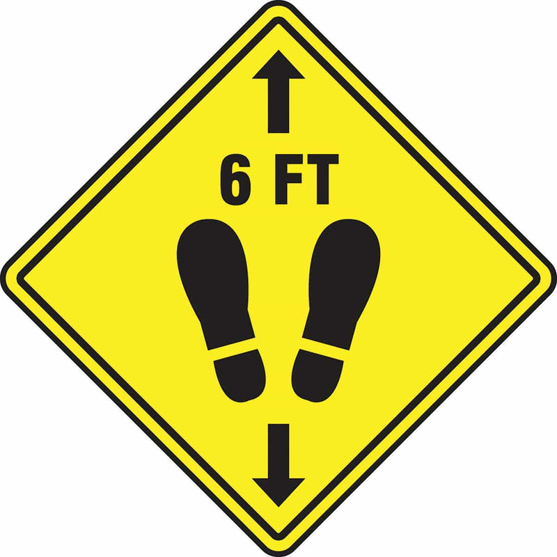 Slip-Gard™ Floor Sign: 6 ft with Footprint Image, Yellow