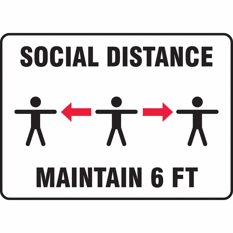 Safety Sign: Social Distance Maintain 6 FT (Three person image) 10" x 14"