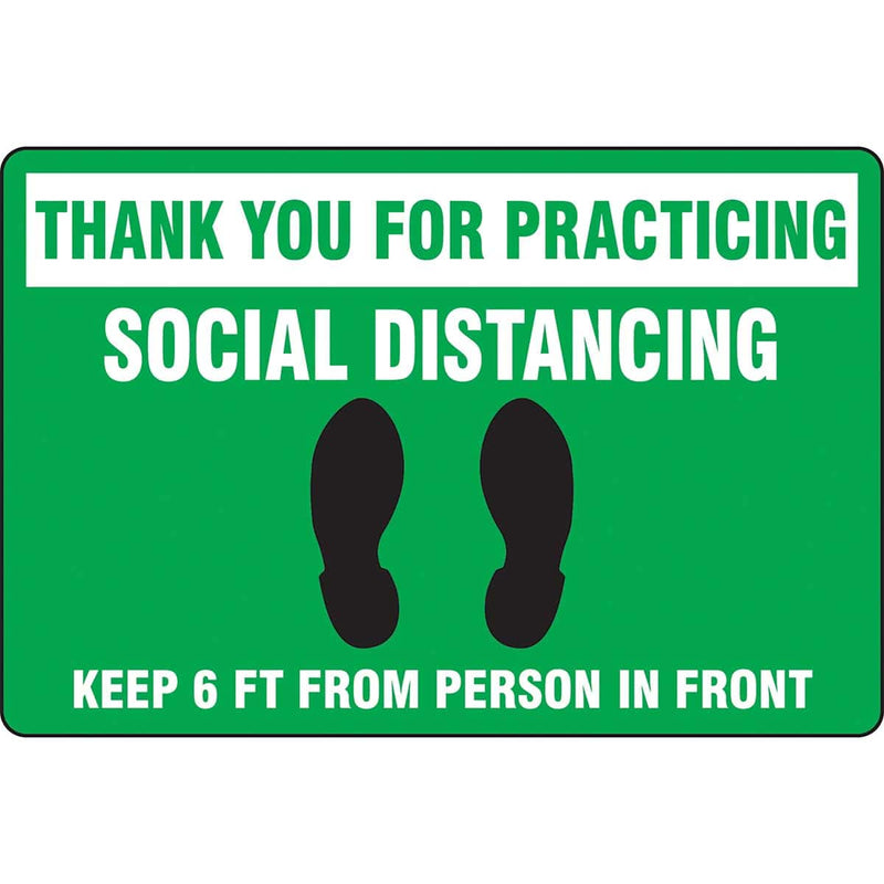 Slip-Gard™ Floor Sign: Thank You For Practicing Social Distancing - 12" x 18"