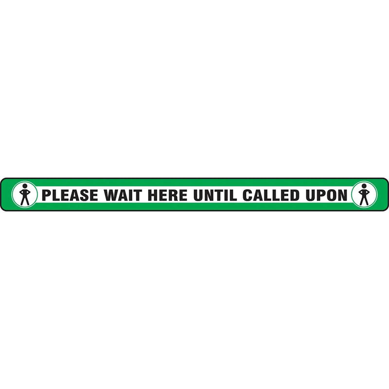 Slip-Gard™ Floor Sign: Line Up To Pay, Stay 6 ft Away, Green 3" x 36"