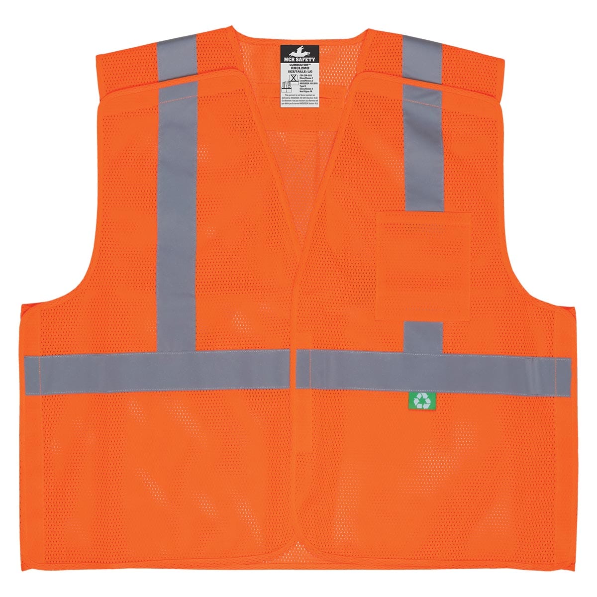 Orange MCR Safety ANSI Class 2 Hi-Vis Recycled Materials Breakaway Vest