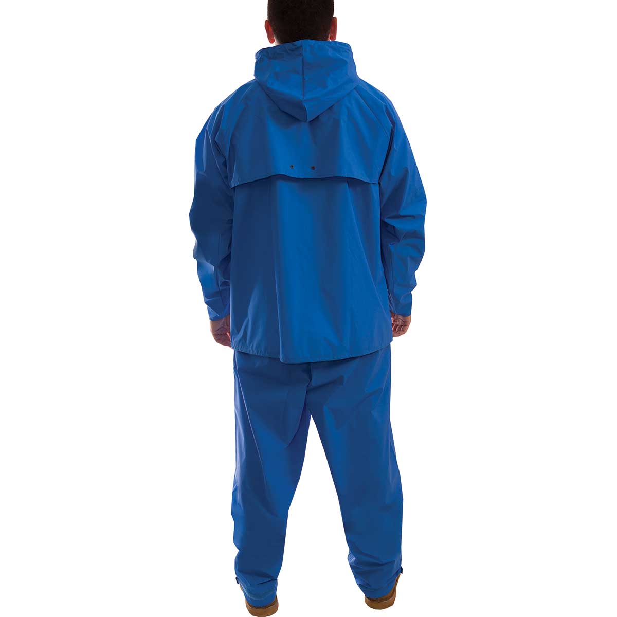 Back of blue Tingley Storm-Champ 2-Piece Suit on model