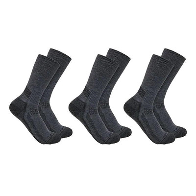 Charcoal Carhartt Force Midweight 3 Pack Crew Socks