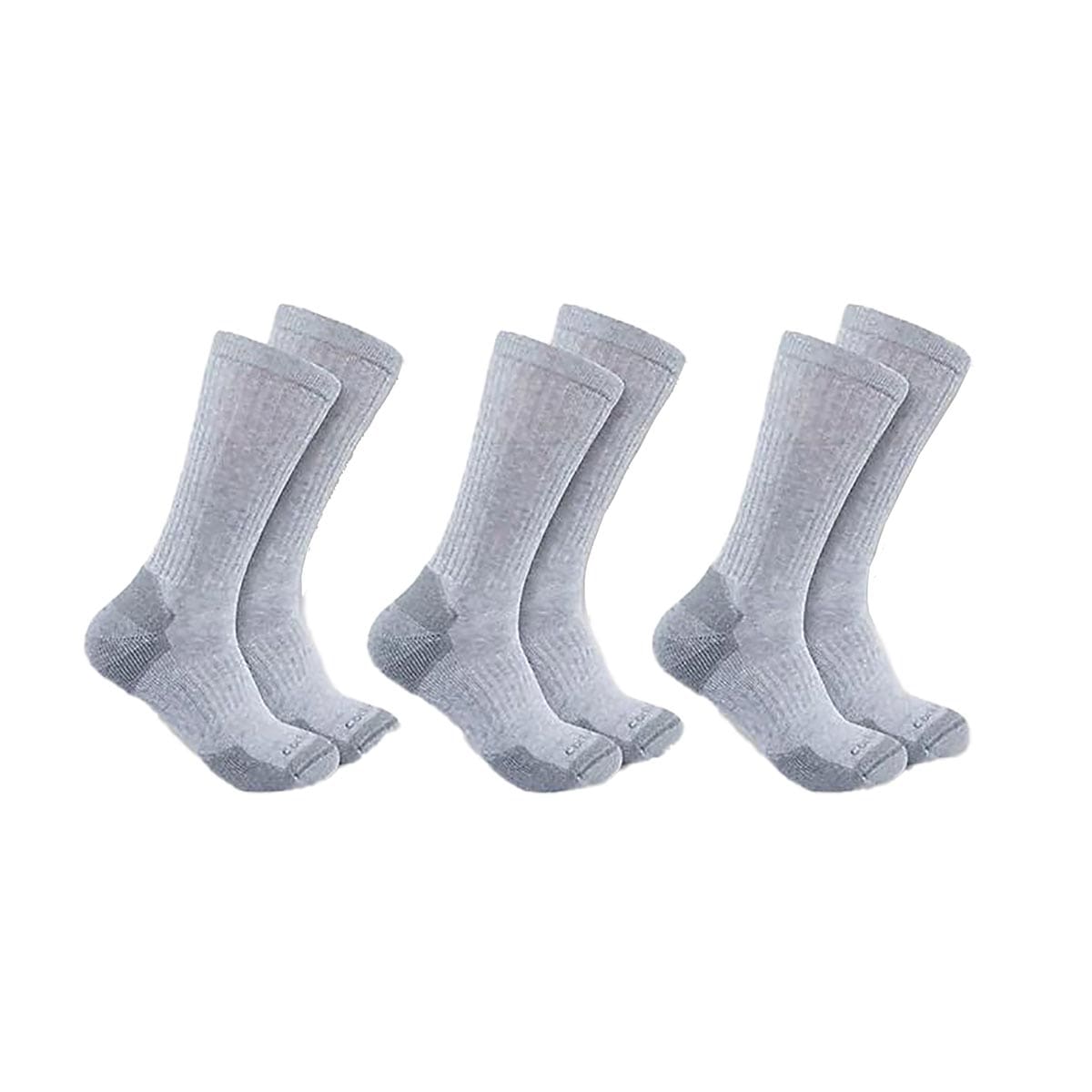 Grey Carhartt Lightweight Cotton Blend 3 Pack Crew Socks